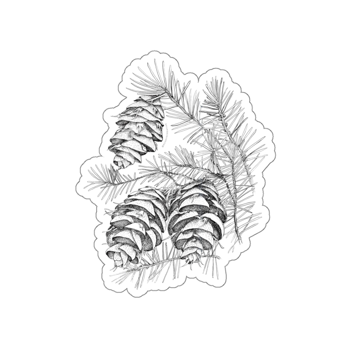 Nature-Inspired Die-Cut Stickers - Pinecone Design for Eco-Friendly Decor