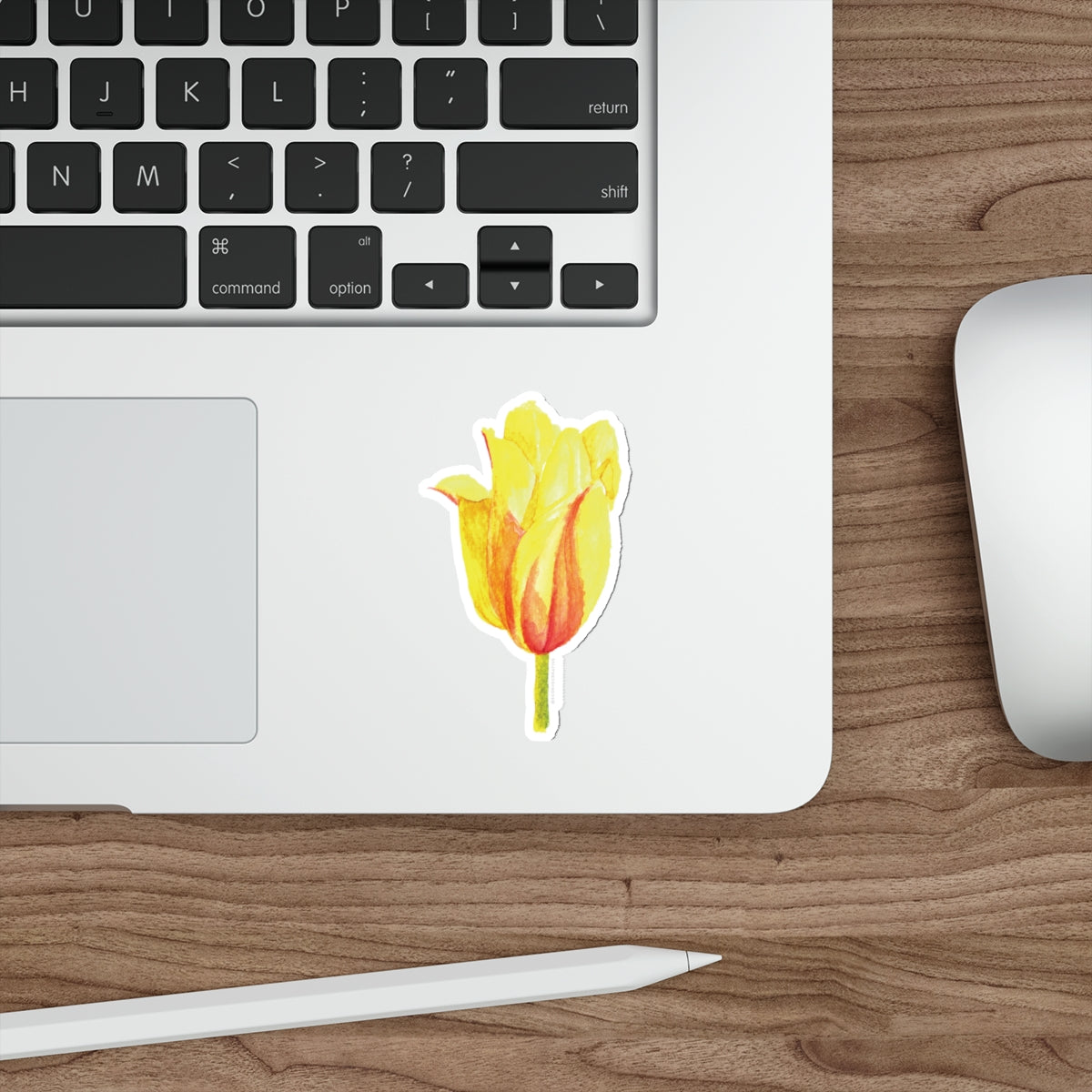 Vibrant Yellow Tulip Die-Cut Stickers - Floral Decor for Laptops and Planners