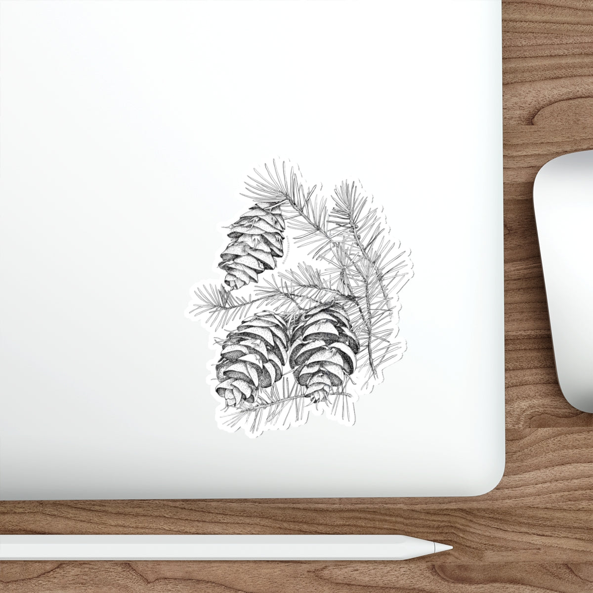 Nature-Inspired Die-Cut Stickers - Pinecone Design for Eco-Friendly Decor