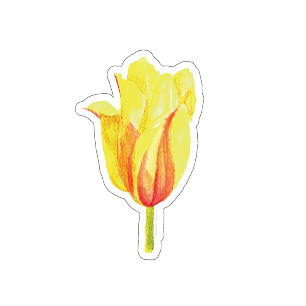 Vibrant Yellow Tulip Die-Cut Stickers - Floral Decor for Laptops and Planners