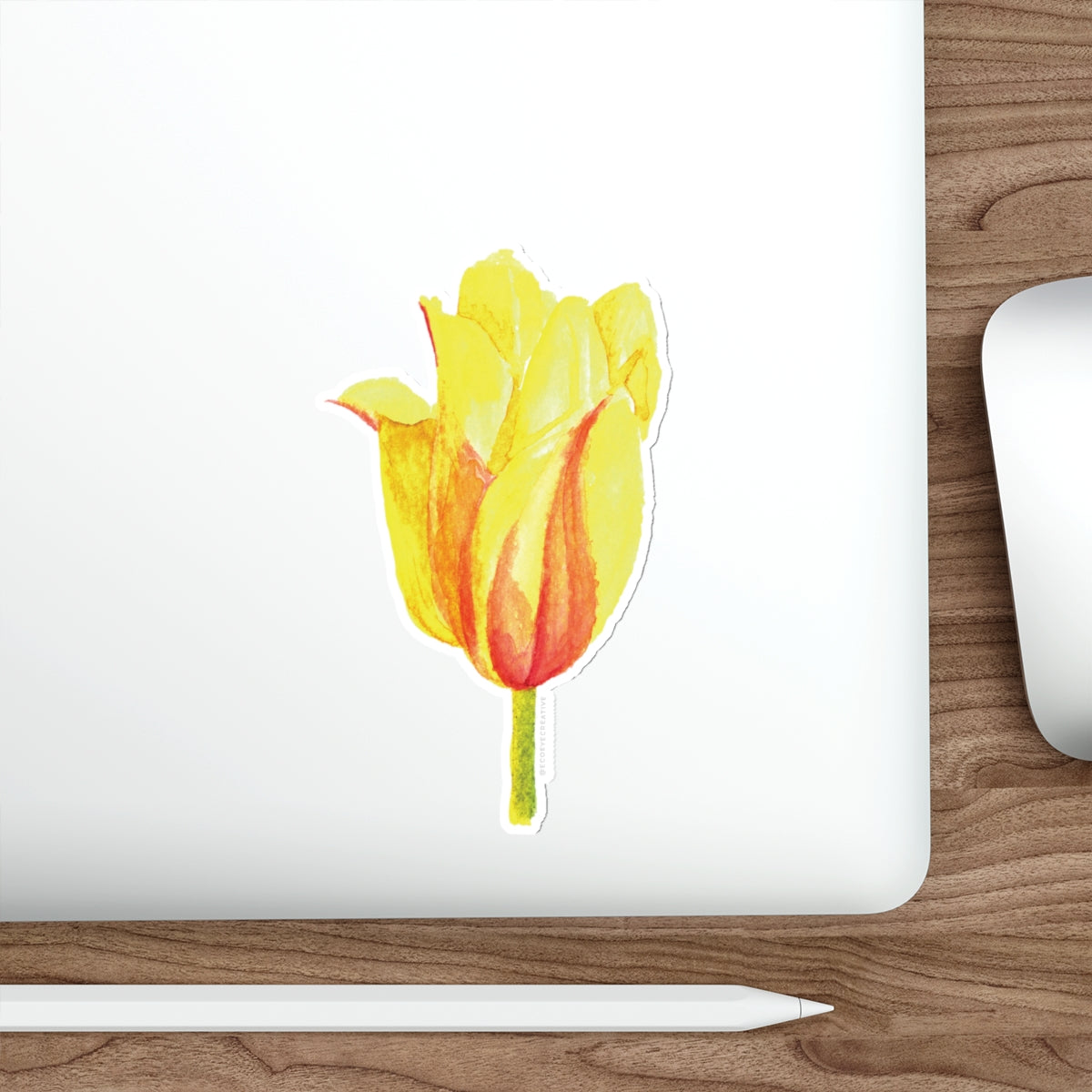 Vibrant Yellow Tulip Die-Cut Stickers - Floral Decor for Laptops and Planners