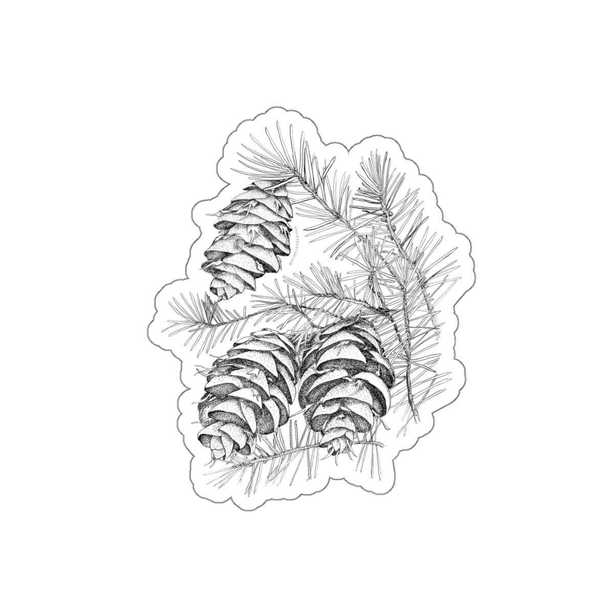 Nature-Inspired Die-Cut Stickers - Pinecone Design for Eco-Friendly Decor