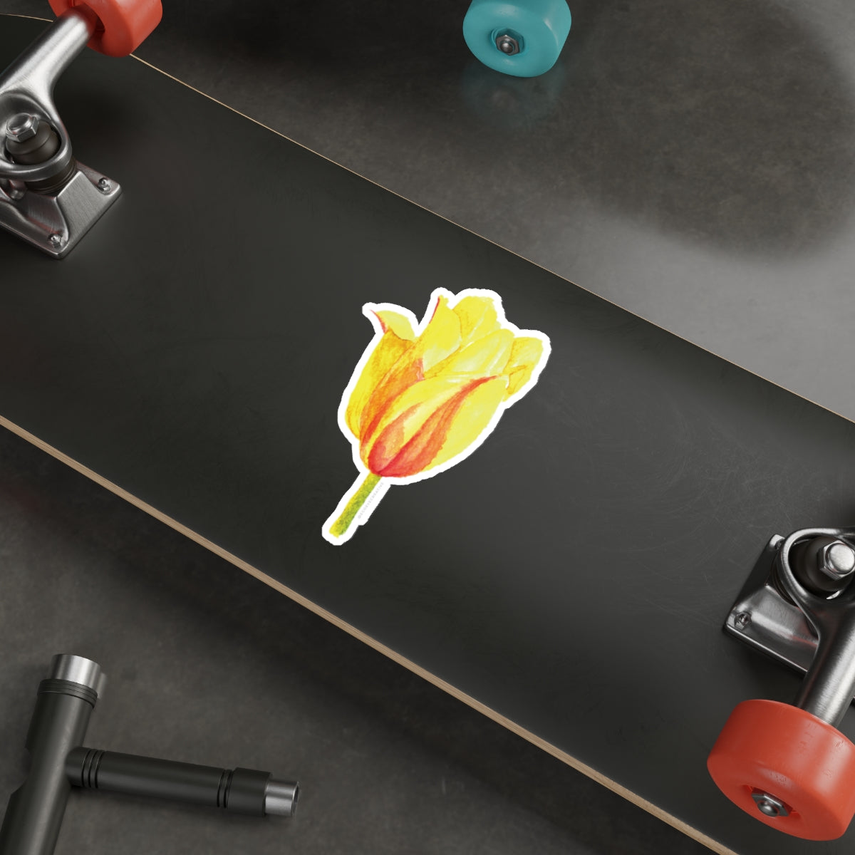 Vibrant Yellow Tulip Die-Cut Stickers - Floral Decor for Laptops and Planners