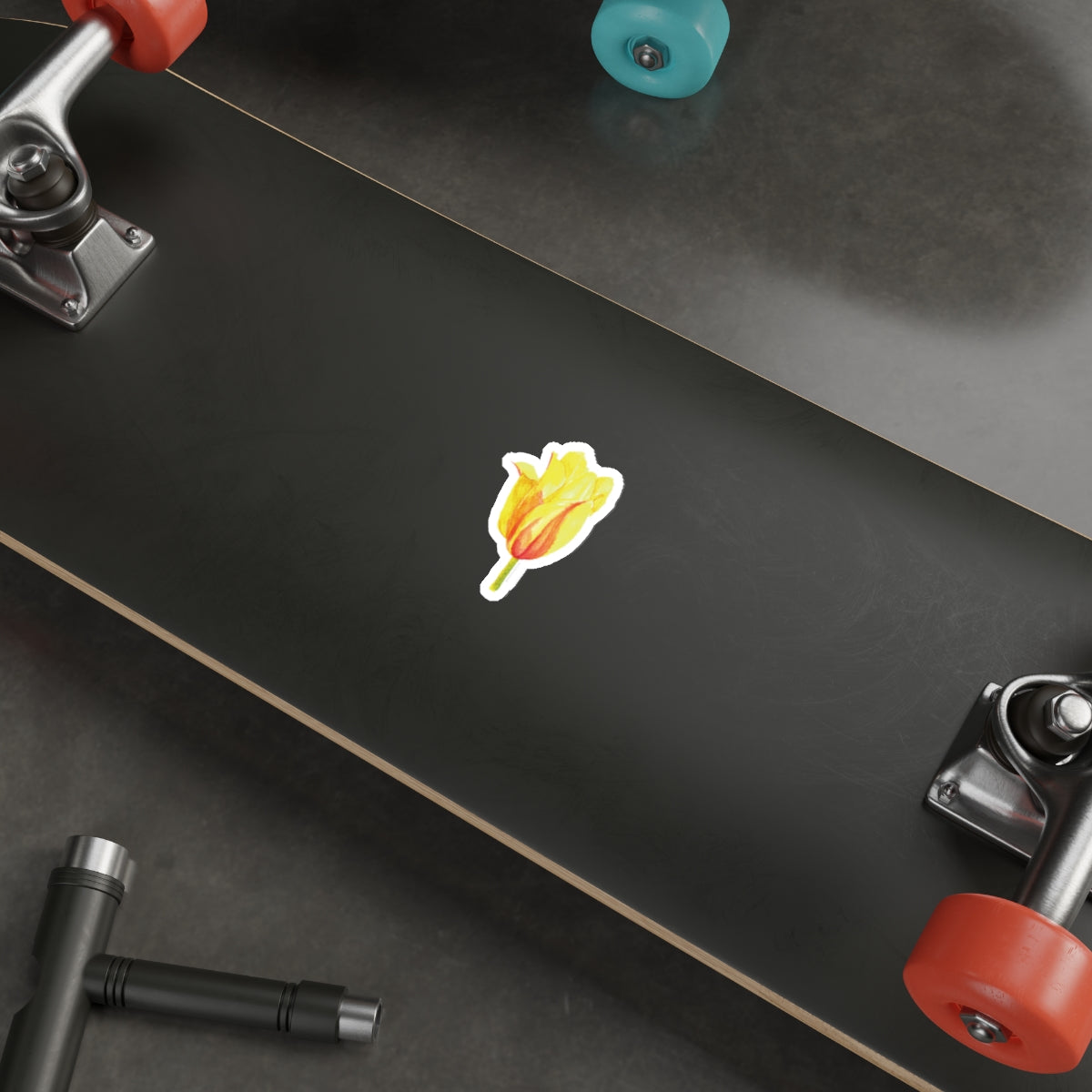 Vibrant Yellow Tulip Die-Cut Stickers - Floral Decor for Laptops and Planners