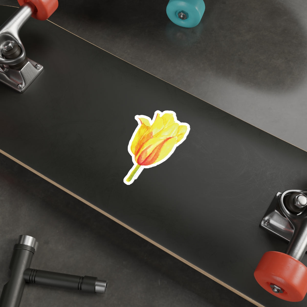 Vibrant Yellow Tulip Die-Cut Stickers - Floral Decor for Laptops and Planners