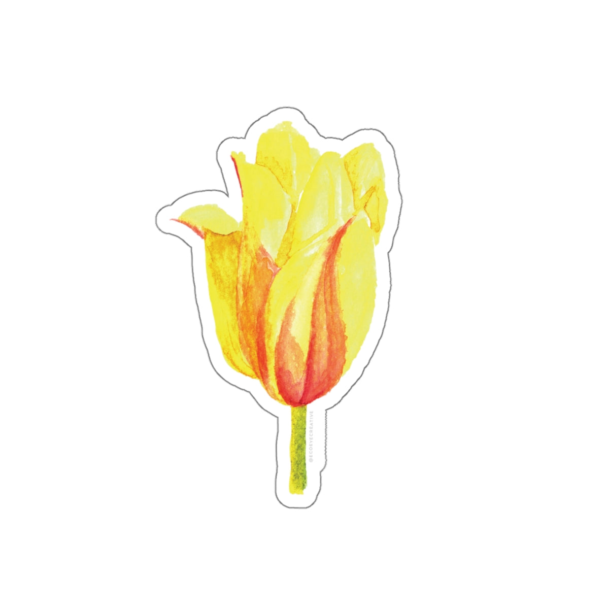 Vibrant Yellow Tulip Die-Cut Stickers - Floral Decor for Laptops and Planners