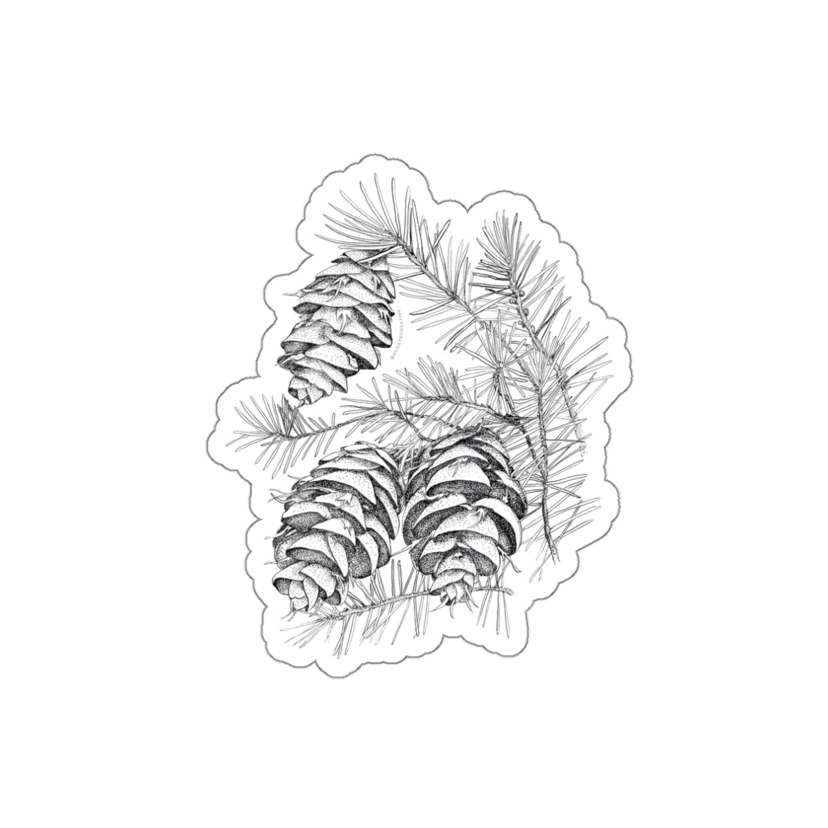 Nature-Inspired Die-Cut Stickers - Pinecone Design for Eco-Friendly Decor