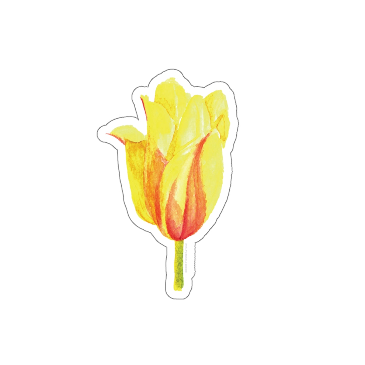 Vibrant Yellow Tulip Die-Cut Stickers - Floral Decor for Laptops and Planners