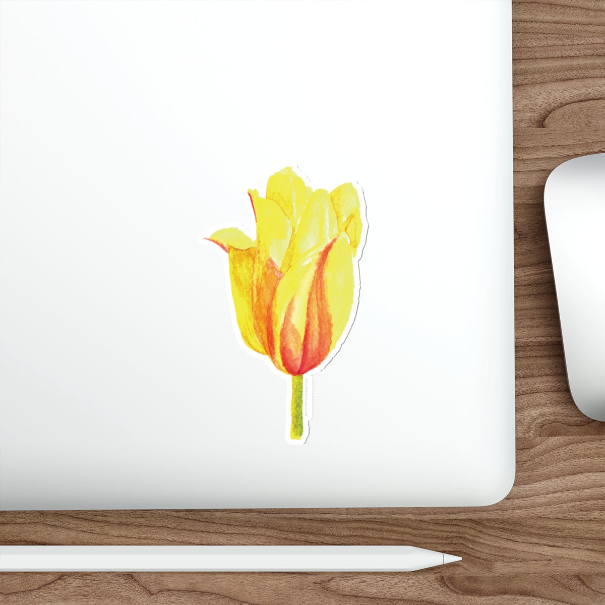 Vibrant Yellow Tulip Die-Cut Stickers - Floral Decor for Laptops and Planners