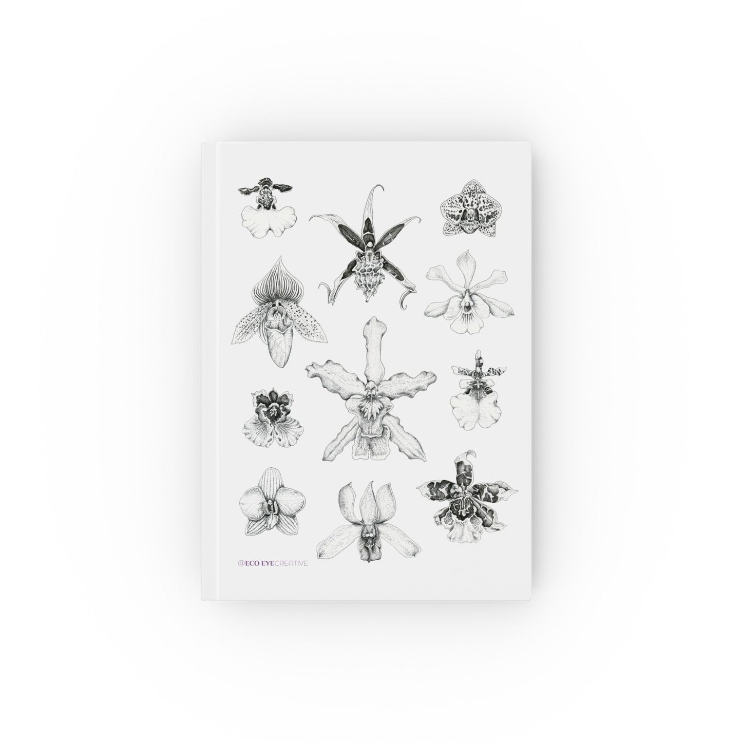 Elegant Floral Hard Backed Journal - Orchid Sketchbook Design