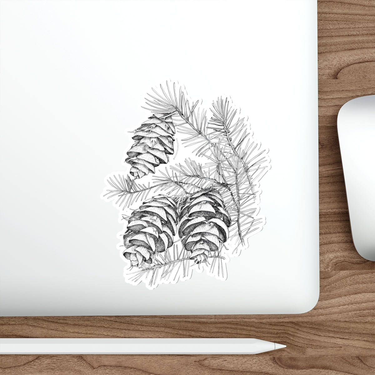 Nature-Inspired Die-Cut Stickers - Pinecone Design for Eco-Friendly Decor