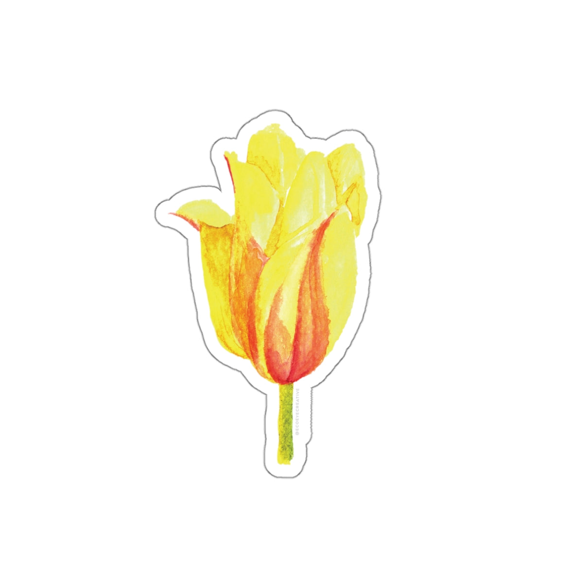 Vibrant Yellow Tulip Die-Cut Stickers - Floral Decor for Laptops and Planners