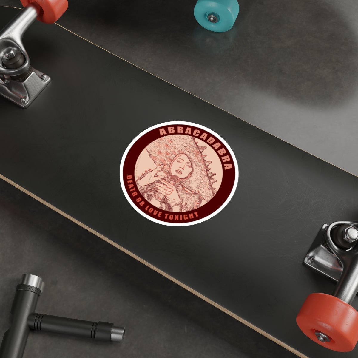 'Abracadabra Death or Love Tonight' Die-Cut Stickers - Unique Laptop Decor, Pop Art, Mayhem