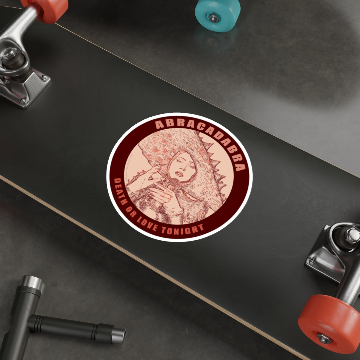 'Abracadabra Death or Love Tonight' Die-Cut Stickers - Unique Laptop Decor, Pop Art, Mayhem