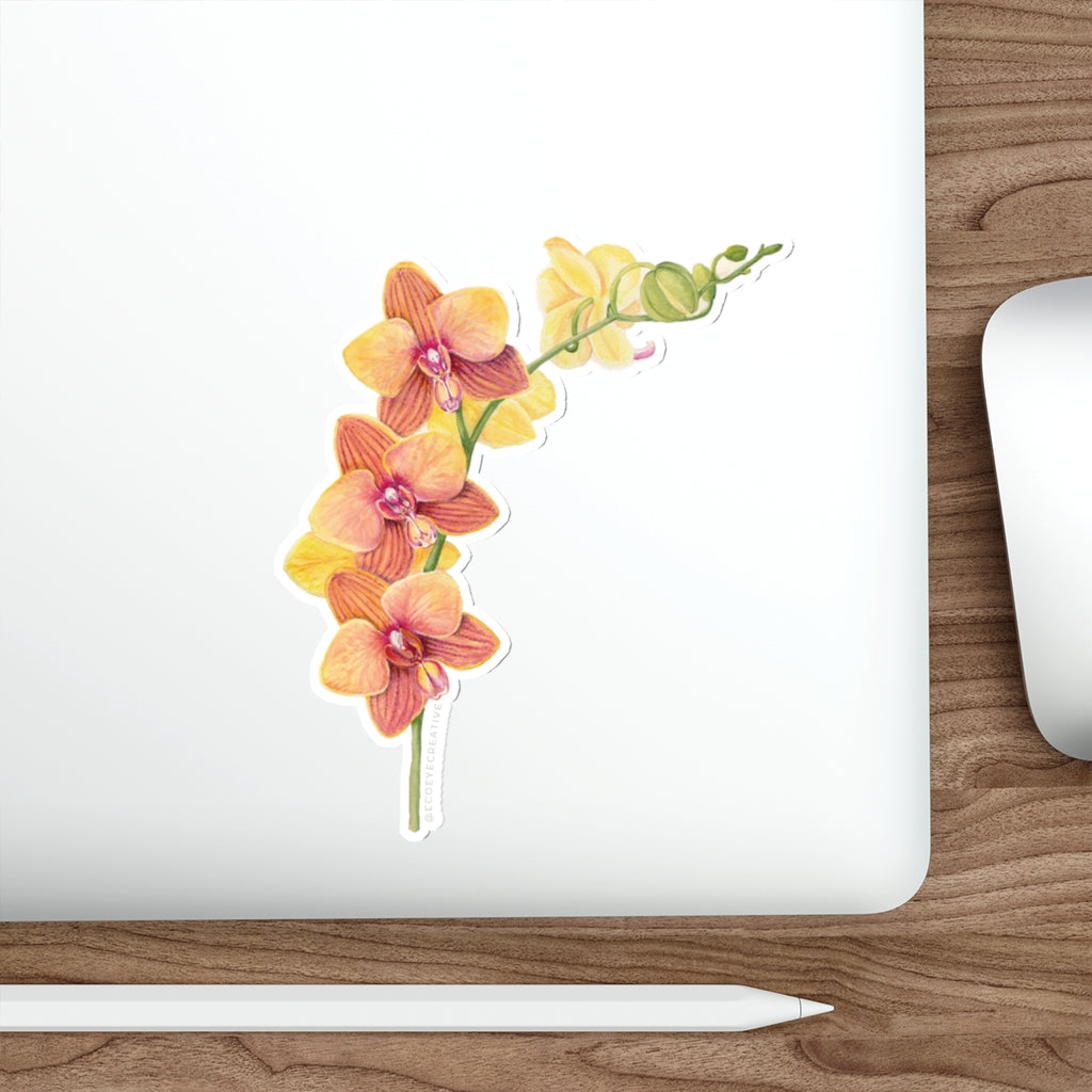 Blooming Orchid Die-Cut Stickers | Floral Laptop Decor | Perfect for Gift Giving
