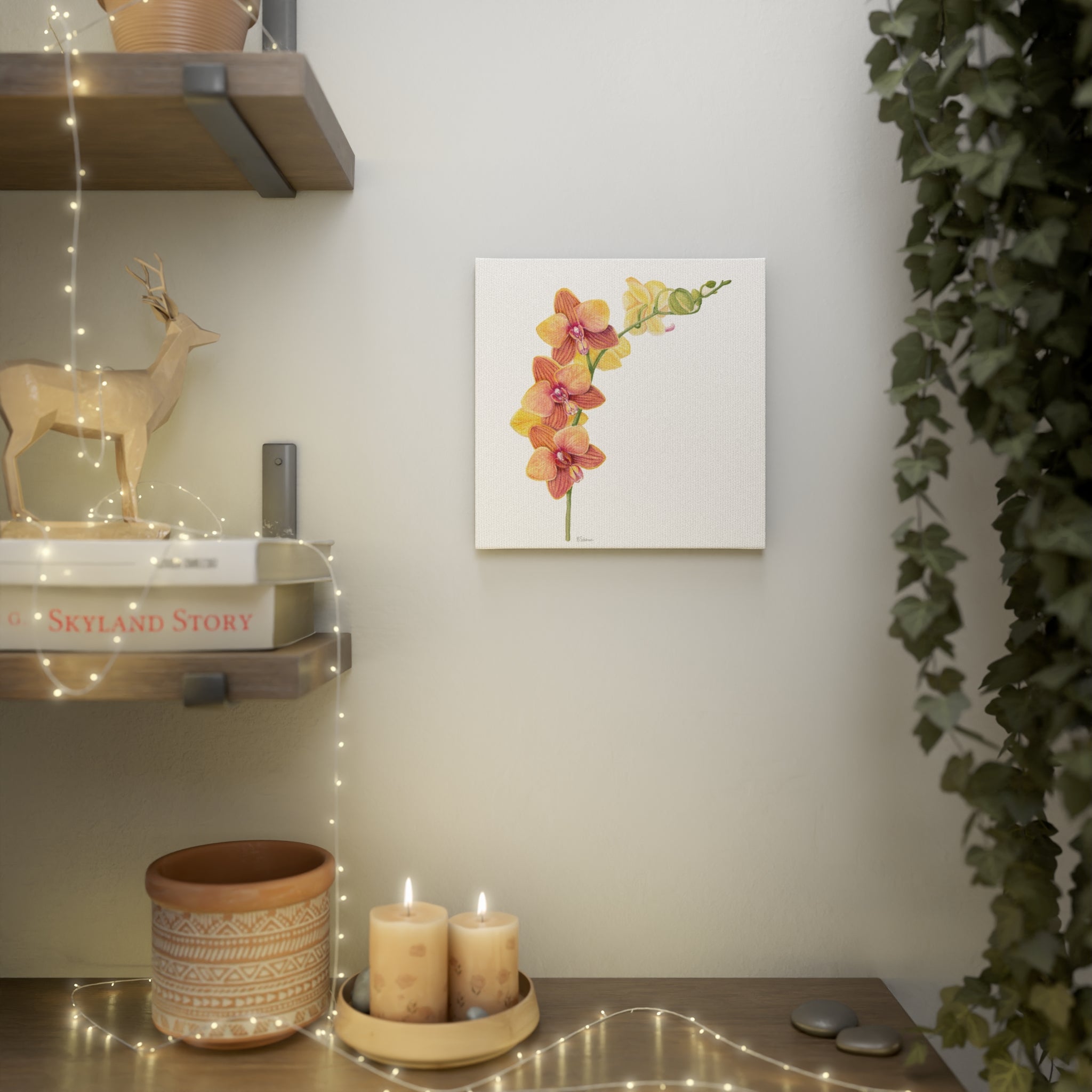 Vibrant Orchid Canvas Tile - Elegant Wall Decor, Floral Art, Home Accents, Gift for Her, Spring Decor