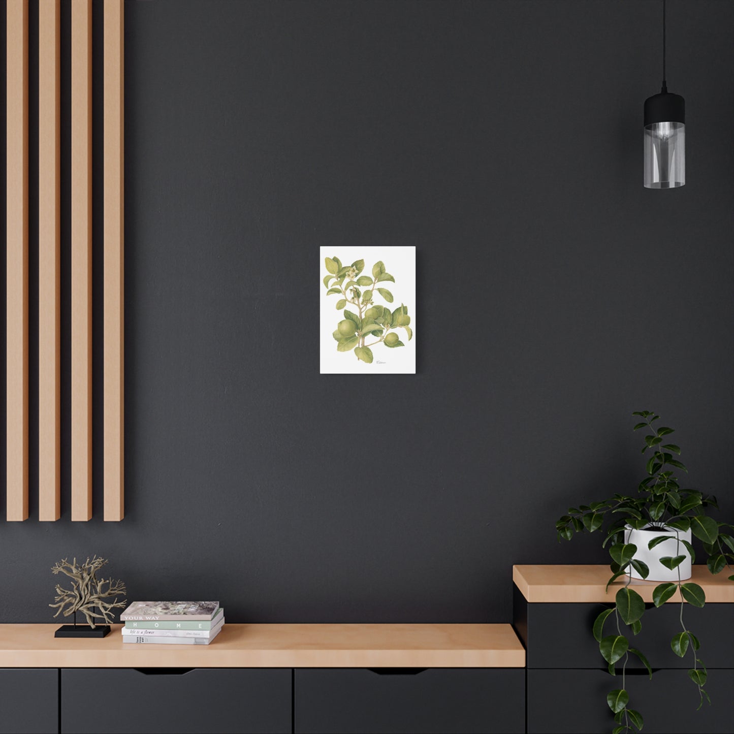 Key Lime Vintage Botanical Wall Art - Citrus Branch Canvas Print