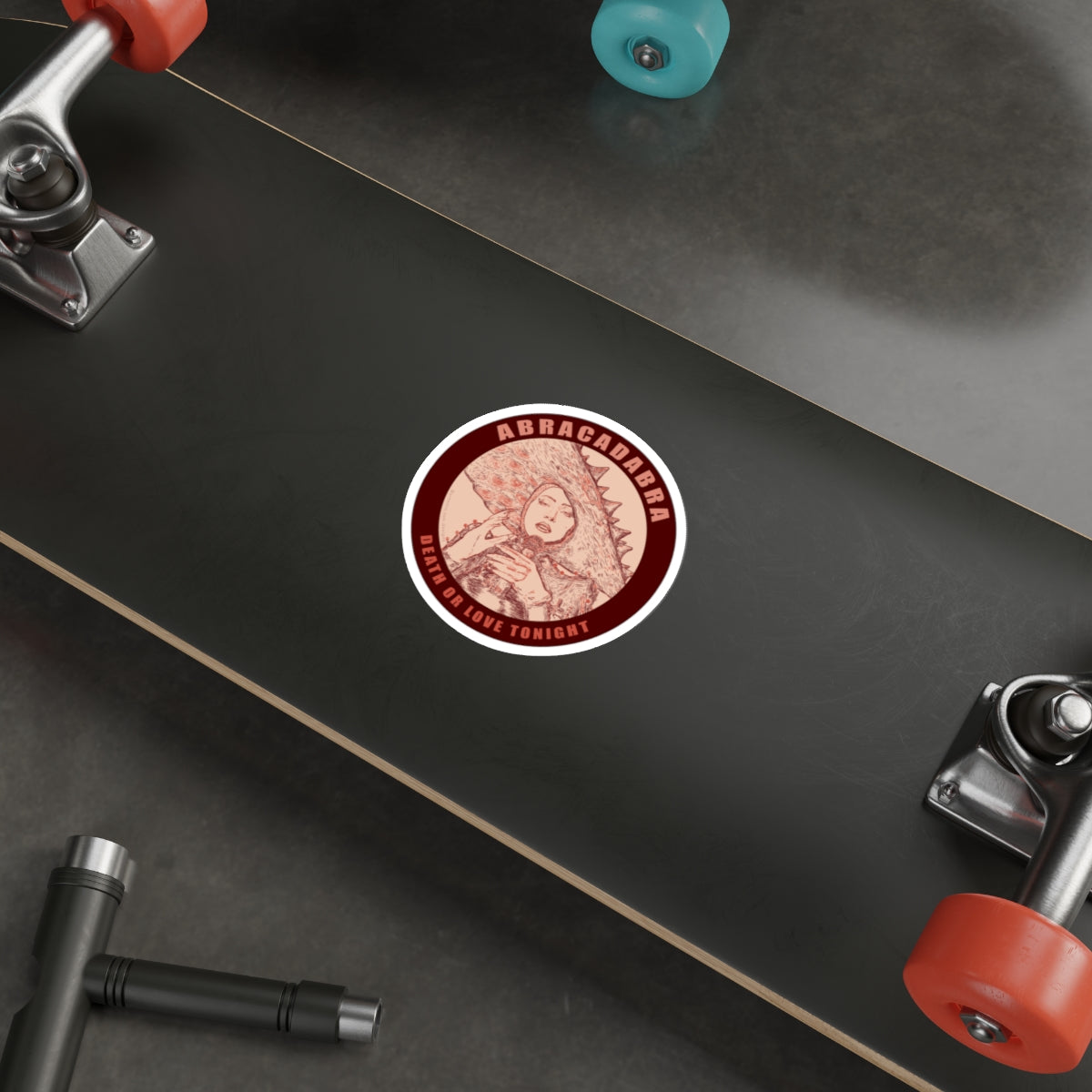 'Abracadabra Death or Love Tonight' Die-Cut Stickers - Unique Laptop Decor, Pop Art, Mayhem