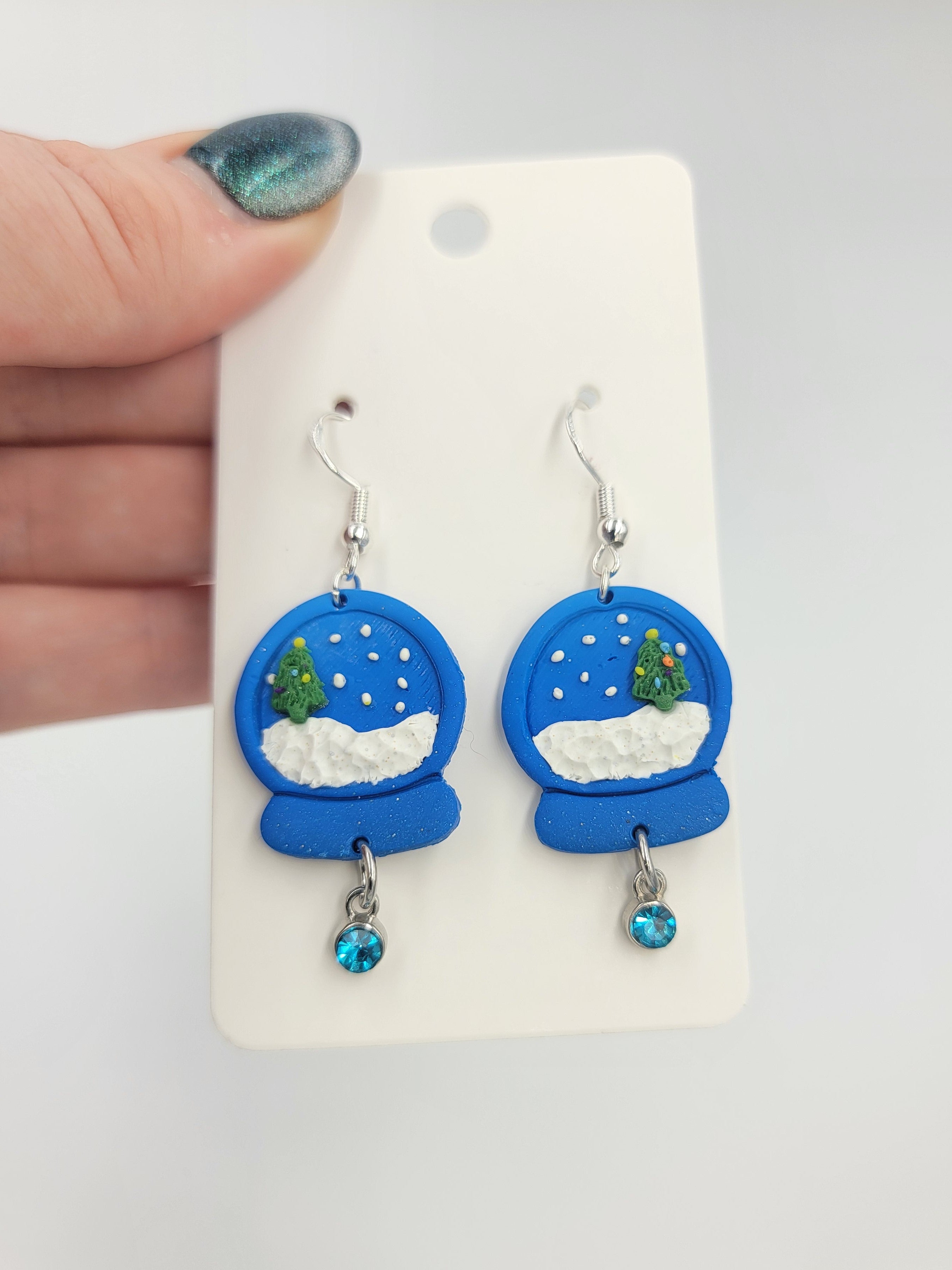 Winter Snow Globe Dangle Earrings