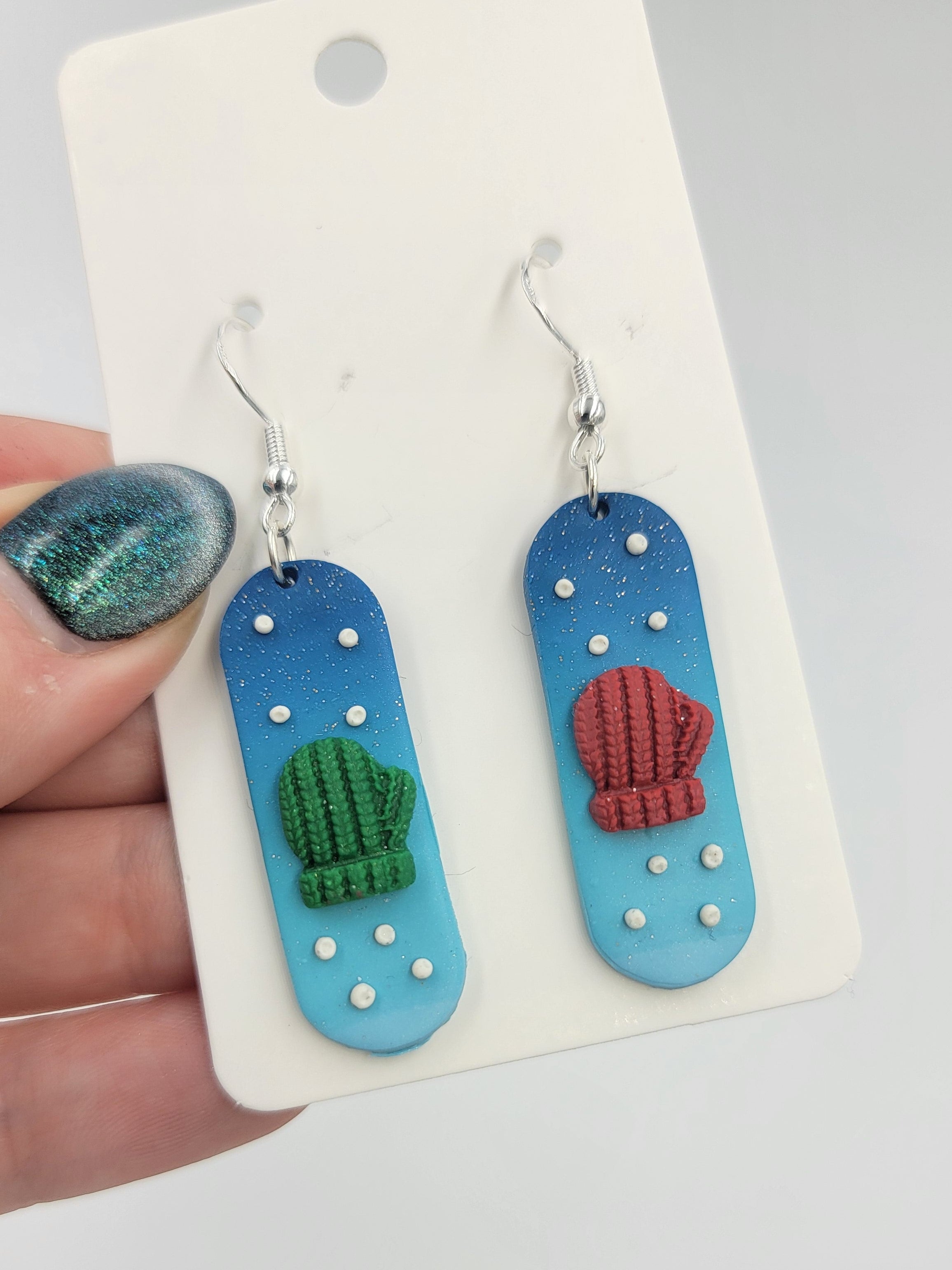 Green & Red Mittens - Winter Wonderland Earrings