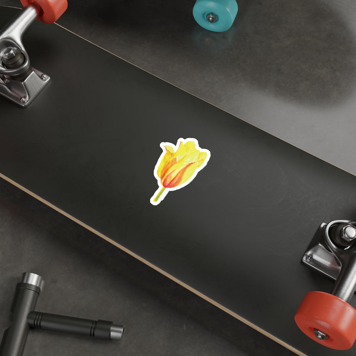 Vibrant Yellow Tulip Die-Cut Stickers - Floral Decor for Laptops and Planners