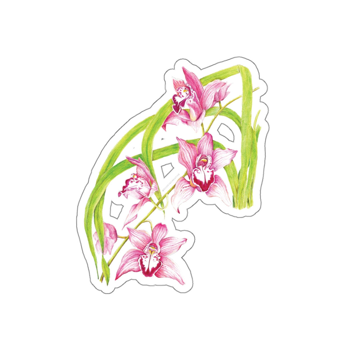 Orchid Floral Die-Cut Stickers | Nature-Inspired Decor for Laptops & Journals