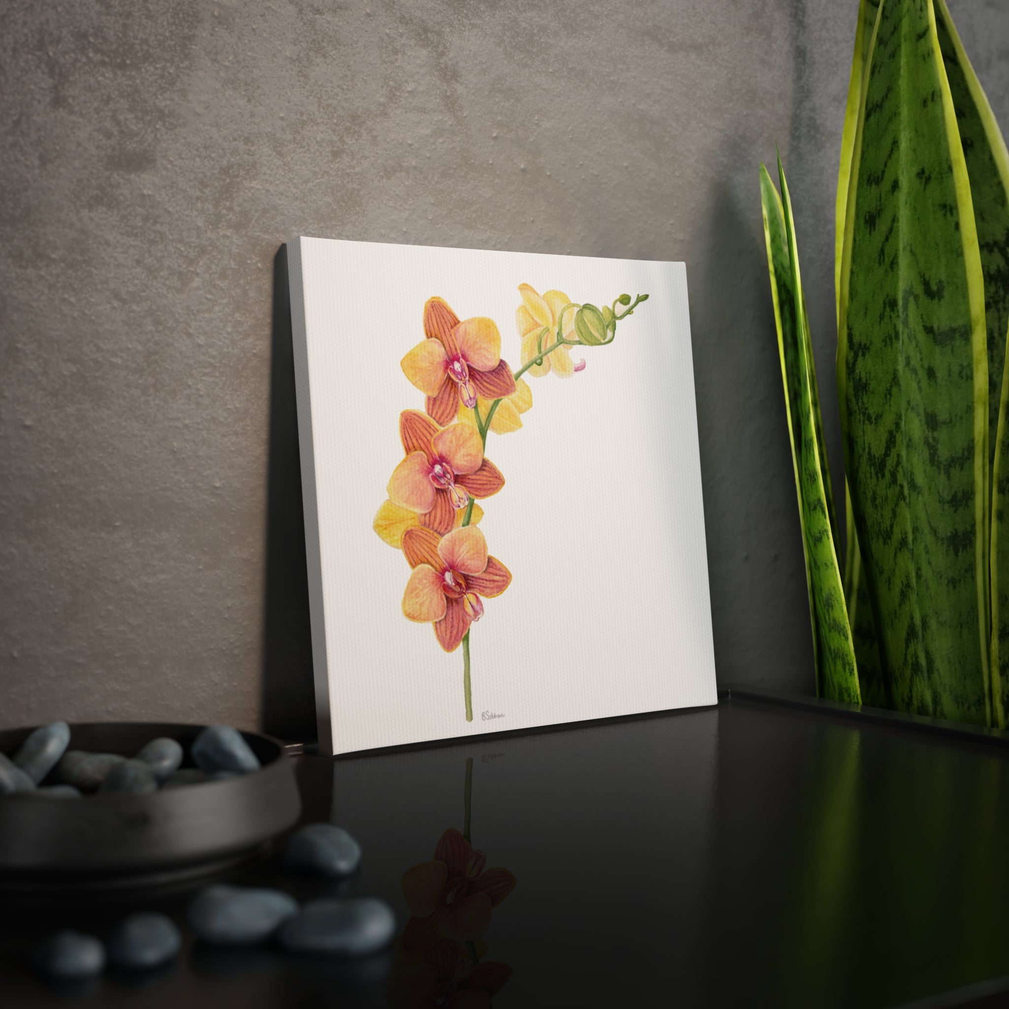 Vibrant Orchid Canvas Tile - Elegant Wall Decor, Floral Art, Home Accents, Gift for Her, Spring Decor