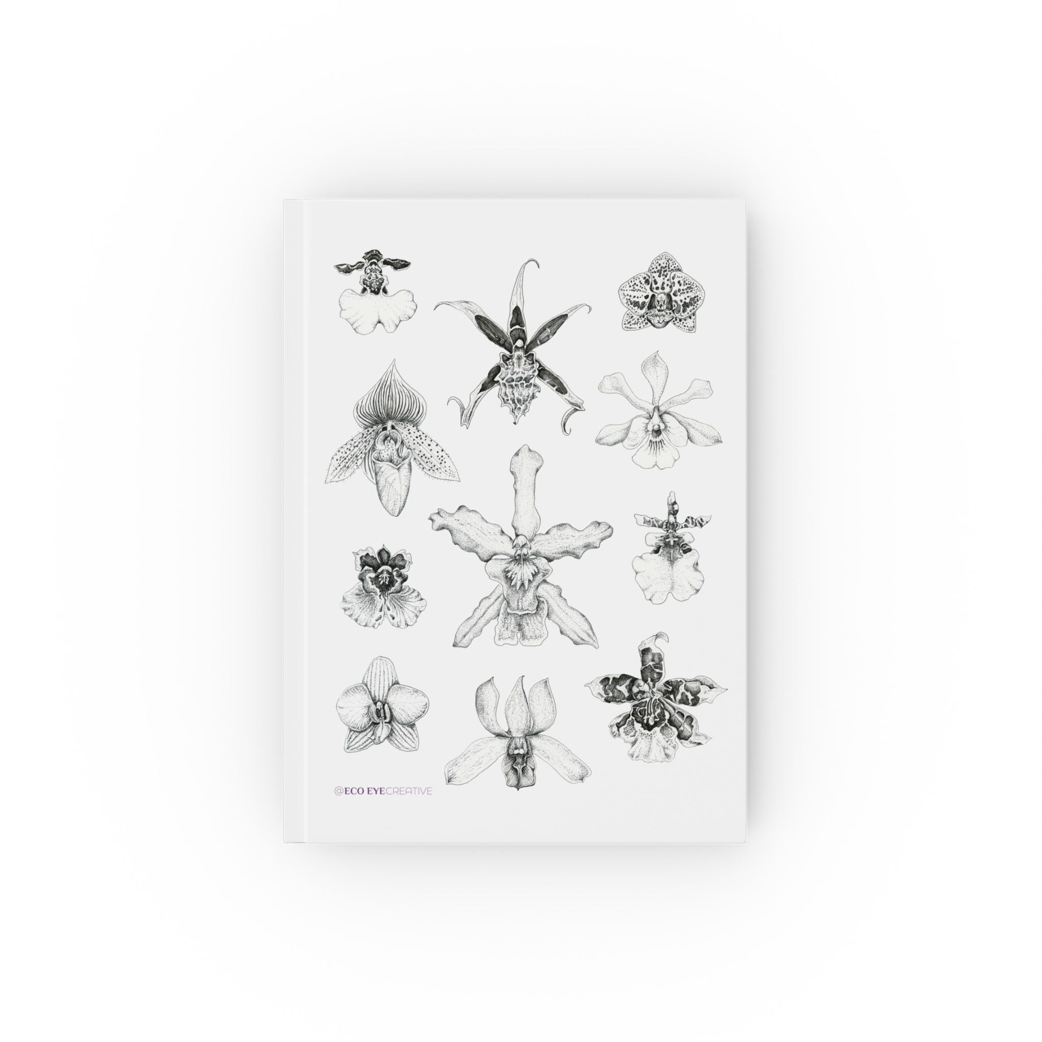 Elegant Floral Hard Backed Journal - Orchid Sketchbook Design