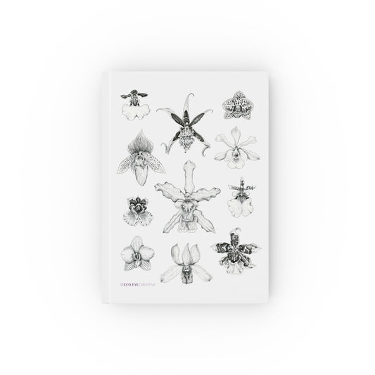 Elegant Floral Hard Backed Journal - Orchid Sketchbook Design