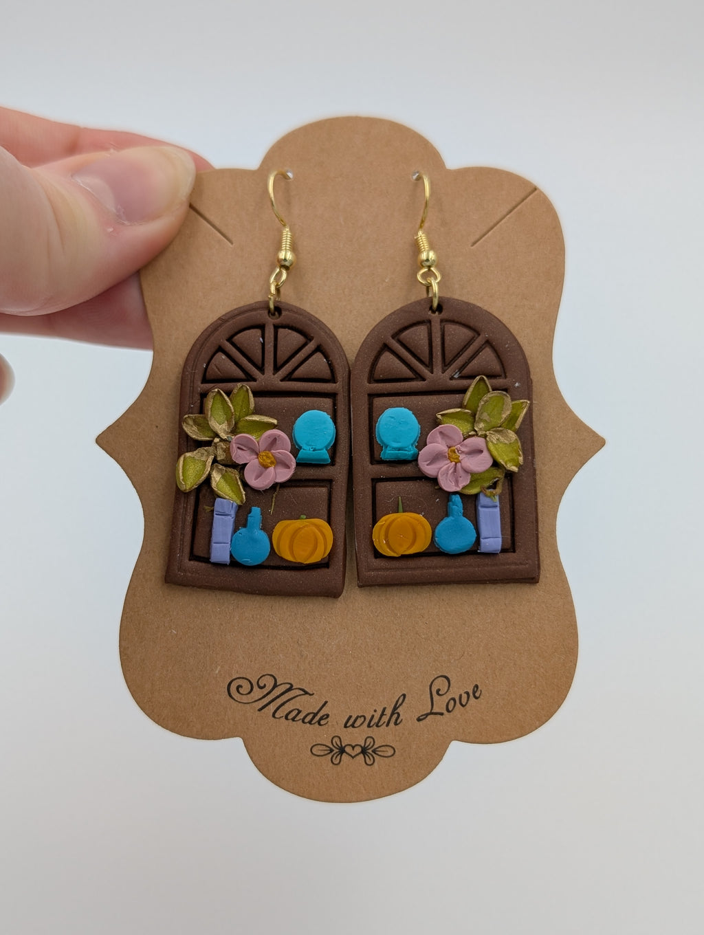 Window Plants Fall Bookshelf Drop Earrings