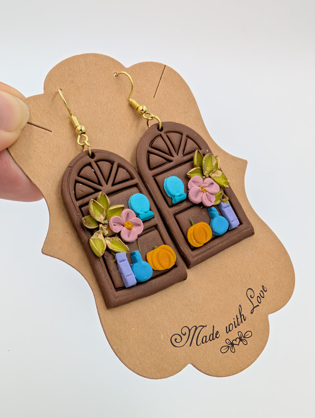 Window Plants Fall Bookshelf Drop Earrings