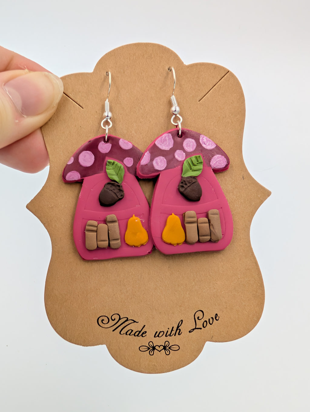 Pink Mushroom Shelves Drop Earrings