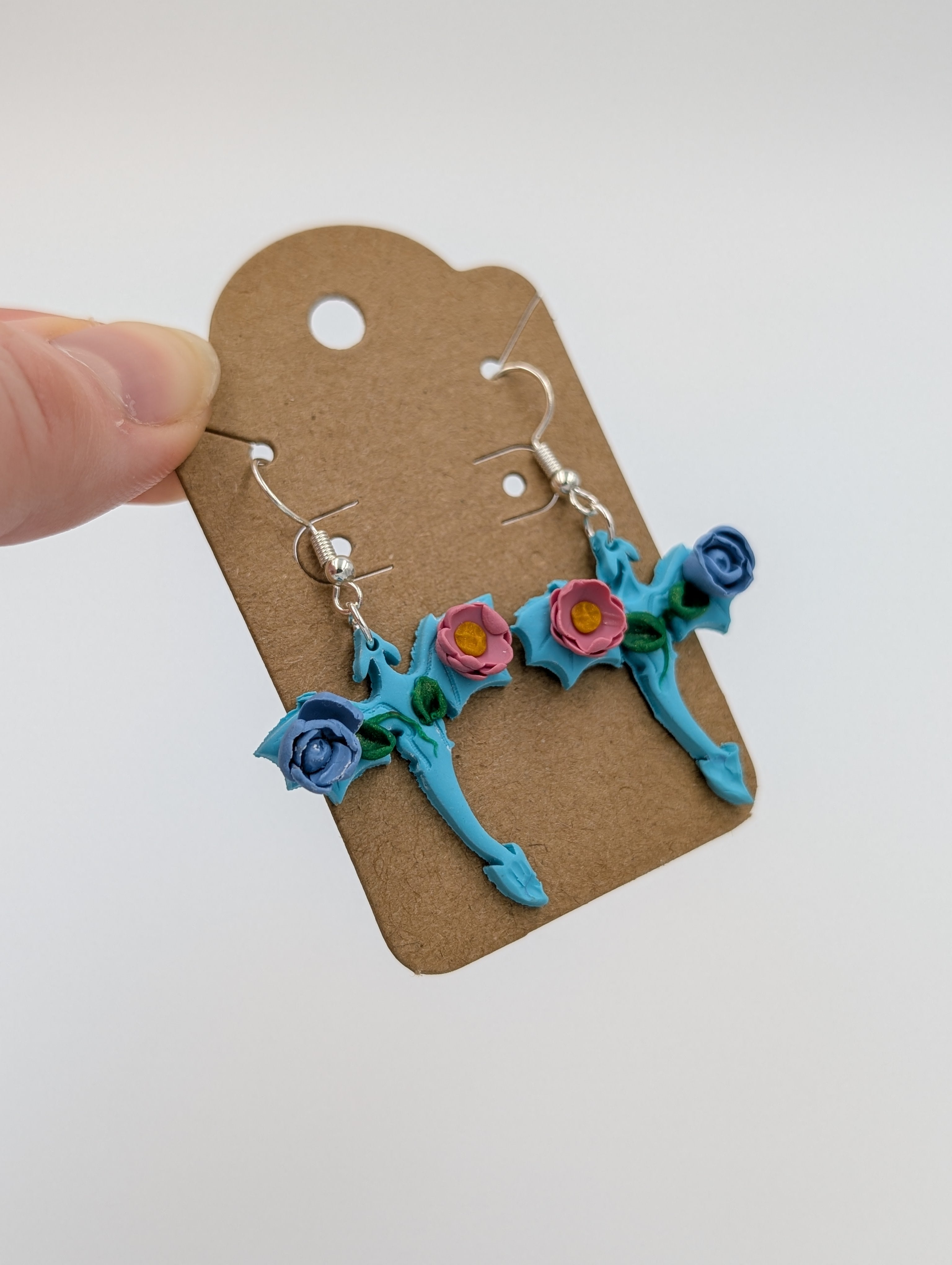 Blue Blooms Mini Dragon Earrings