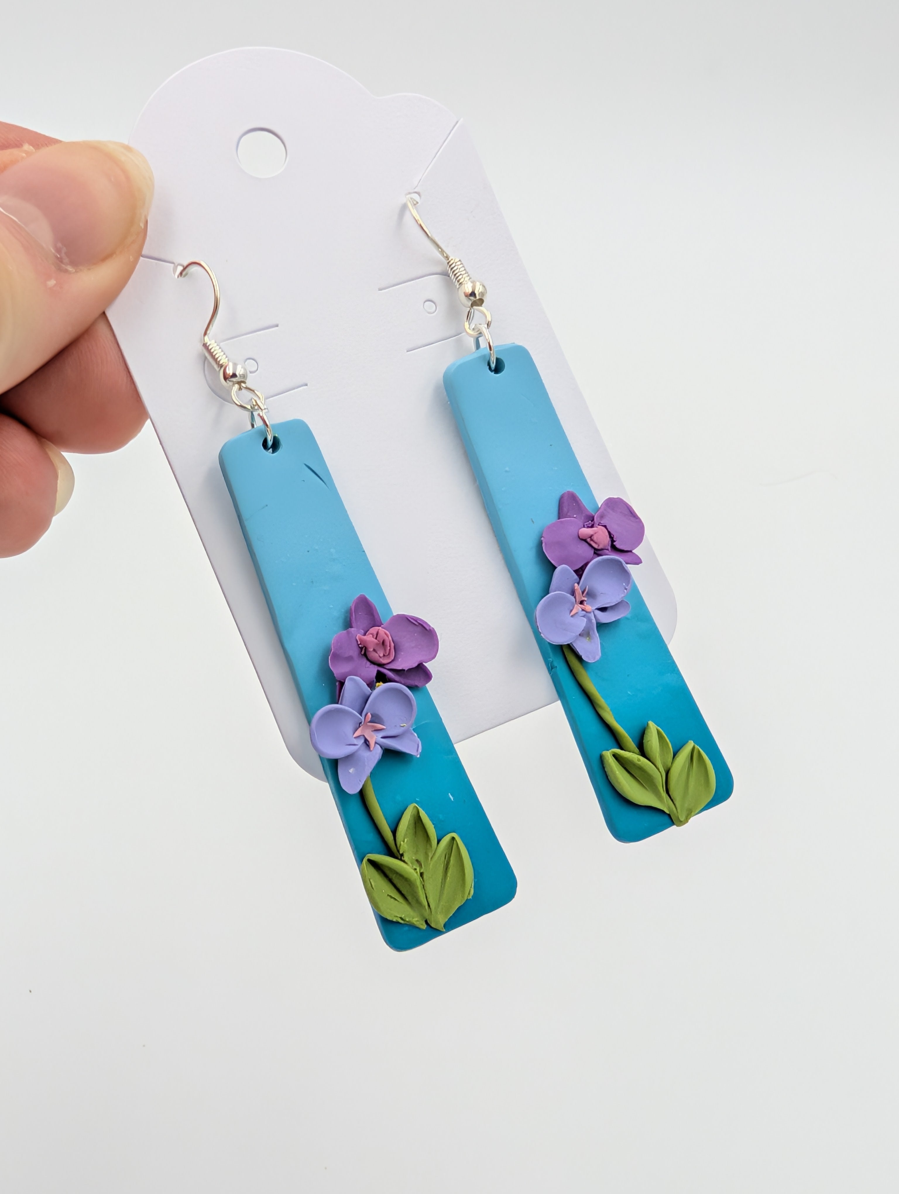 Purple Orchid Drop Earrings