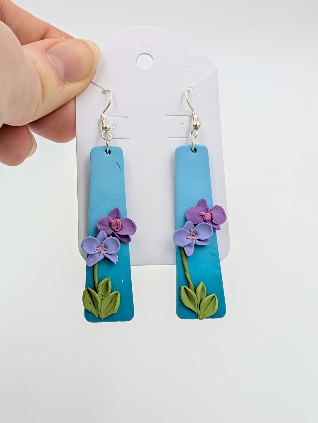 Purple Orchid Drop Earrings
