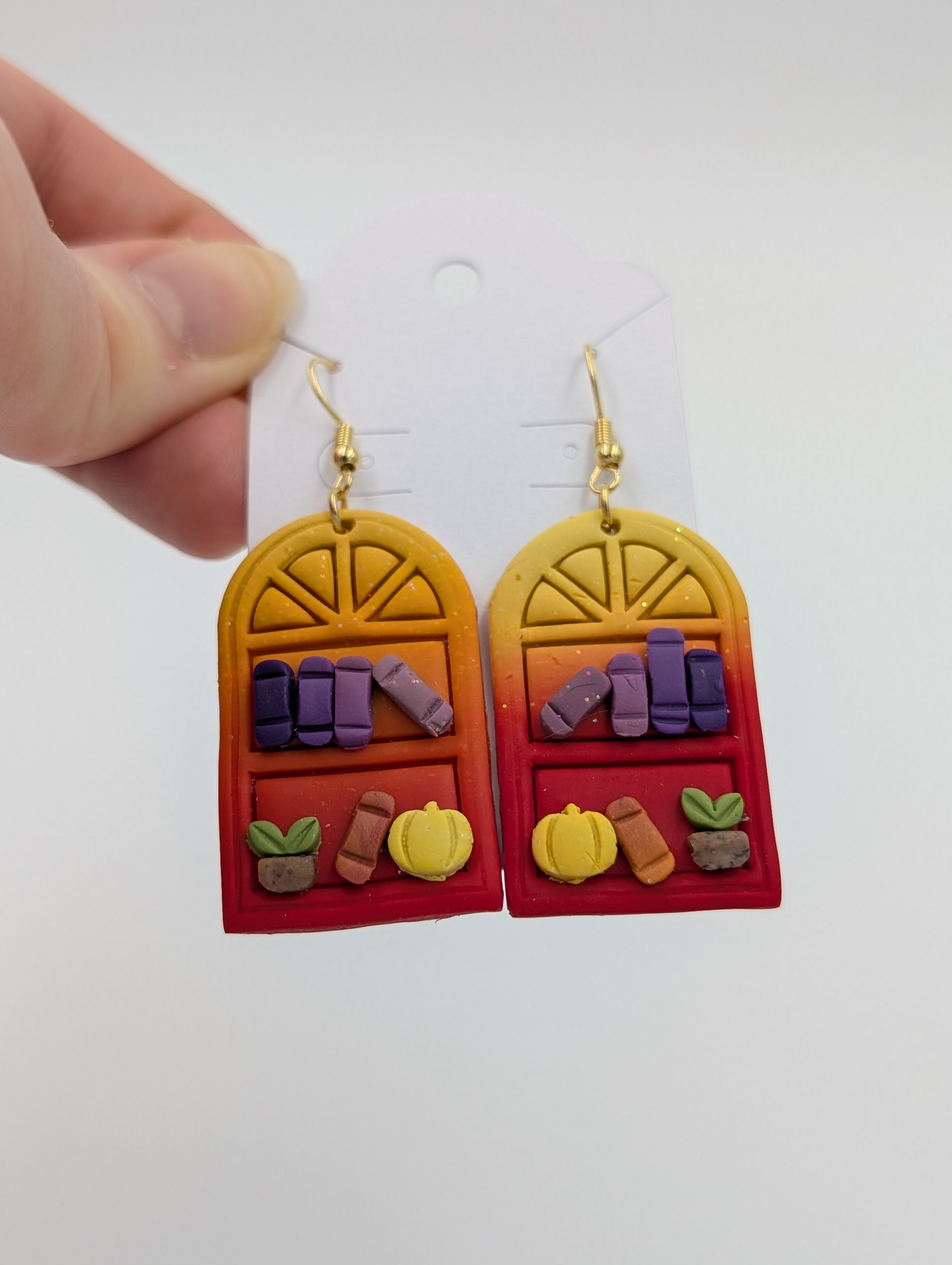 Fall Sunset Bookshelf Earrings