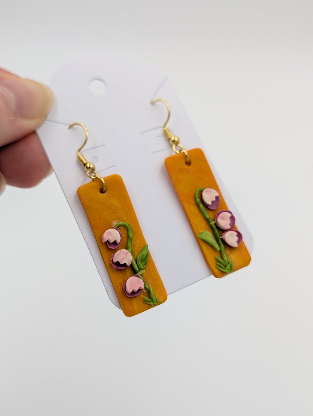 Pink Blooms Orange Fall Earrings