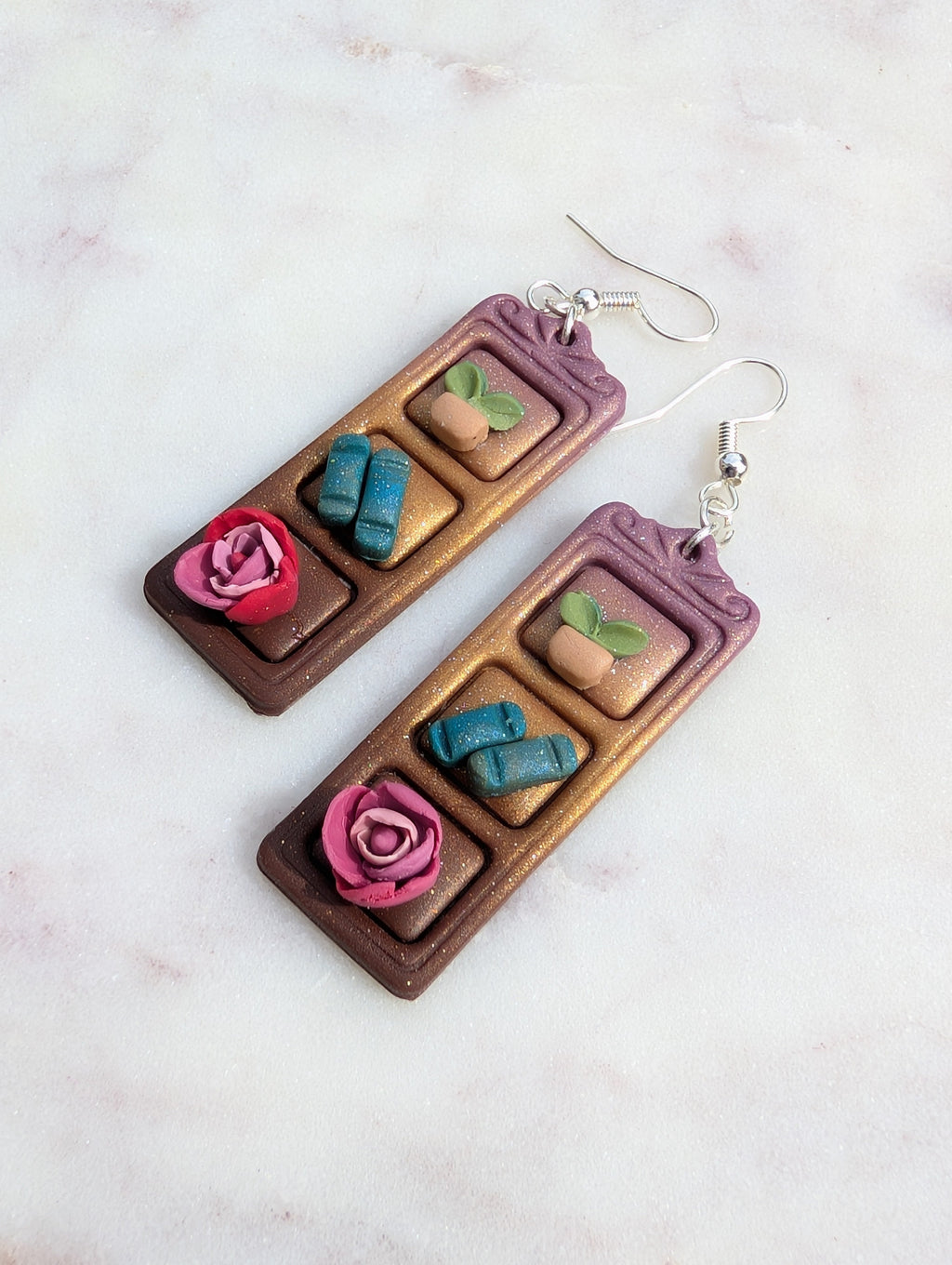 Floral Ombre Tall Bookshelf Earrings