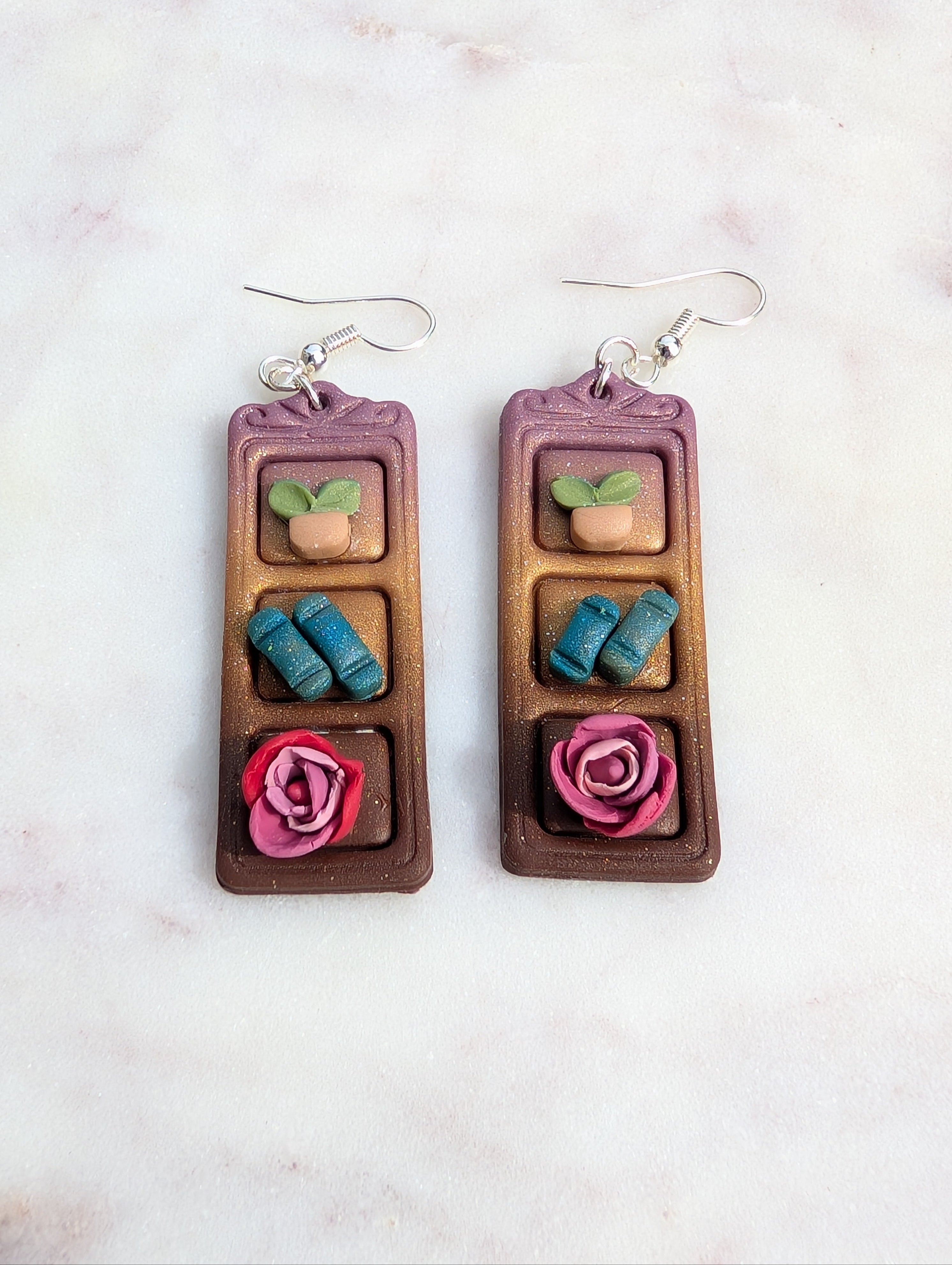 Floral Ombre Tall Bookshelf Earrings