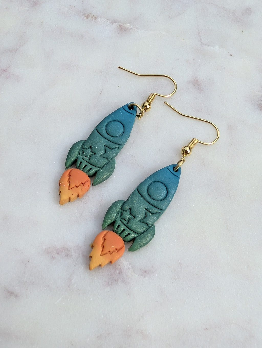 Blue Green Ombre Rocket Earrings