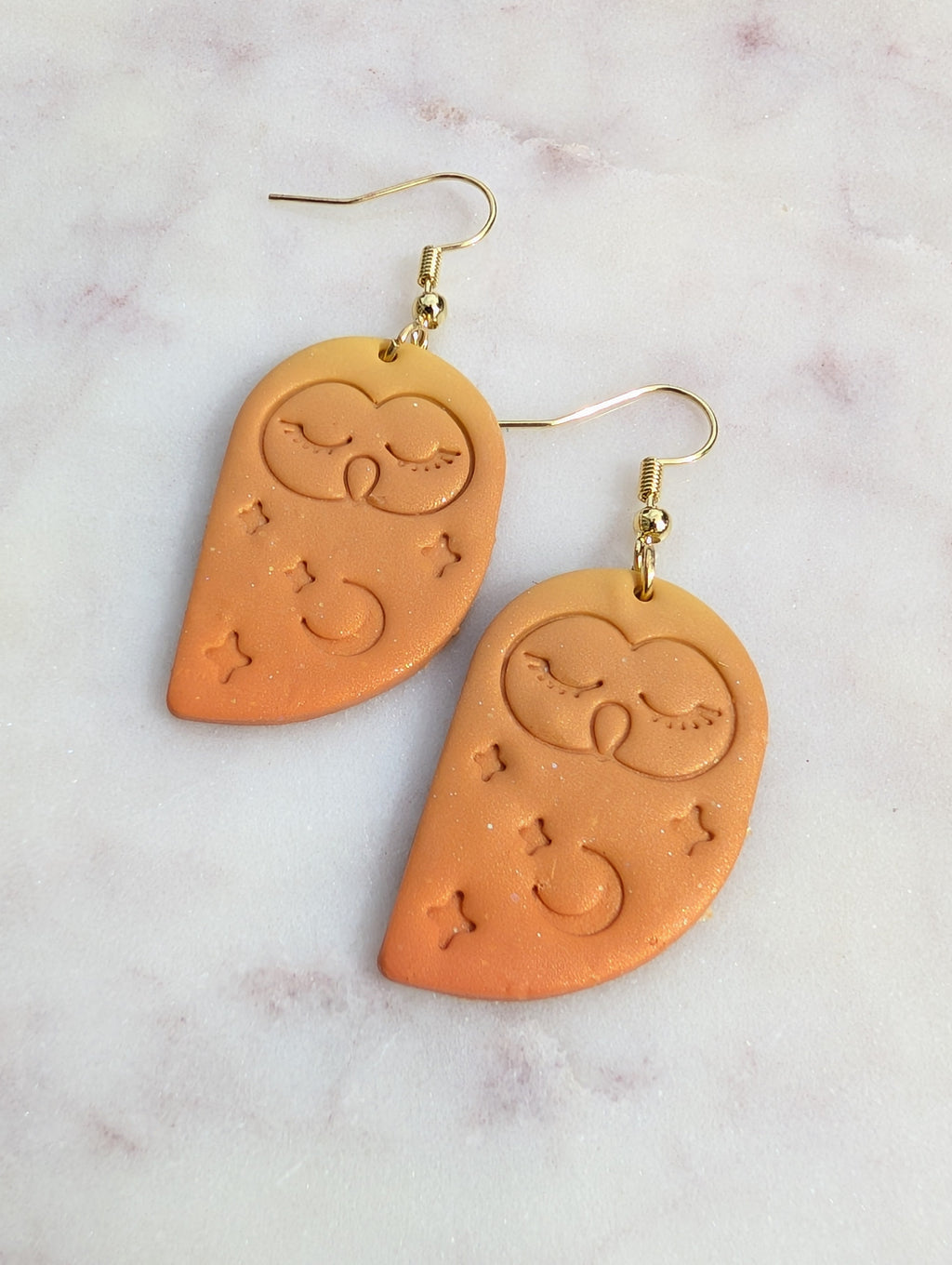 Orange Fall Starry Owl Earrings